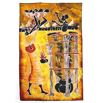 アフリカの絵画　アート　タペストリー　〜アフリカで購入〜 Made in Kenya アフリカ ケニア アート 絵画 絵 ポストカード